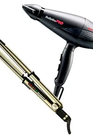 Combo BabylissPro Alisadora Optima 3000 BNTG3000TPE Dorada y Secador Black Star B6200PE Bestseller
