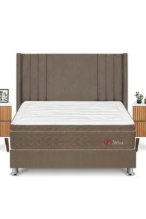 Lusso Dormitorio Sirius King + Velador Milan + Respaldo Marron