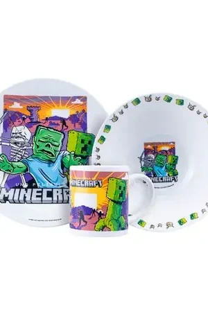 Vajilla infantil Ceramica 3Pz Minecraft Scool 704454 Lusso