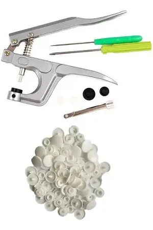 100 Juegos de Broches T3 11mm Plástico Snaps Blanco Más Alicate Manual Reso Gratuito